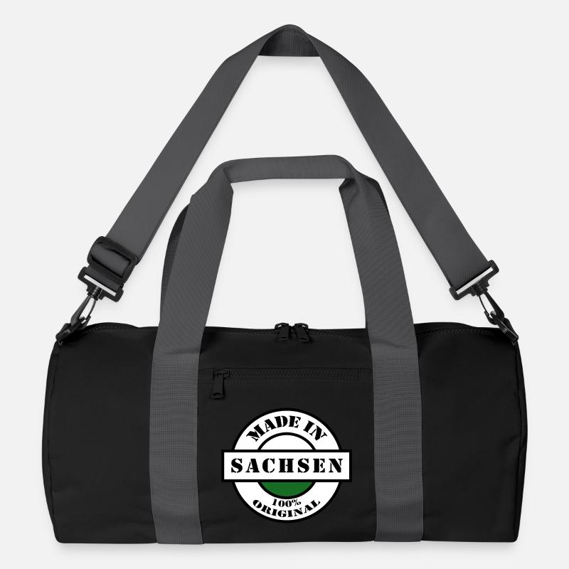 MADE IN SACHSEN Dresden Leipzig Geboren Geschenk - Recycelte Duffel Bag - Schwarz/Graphitgrau