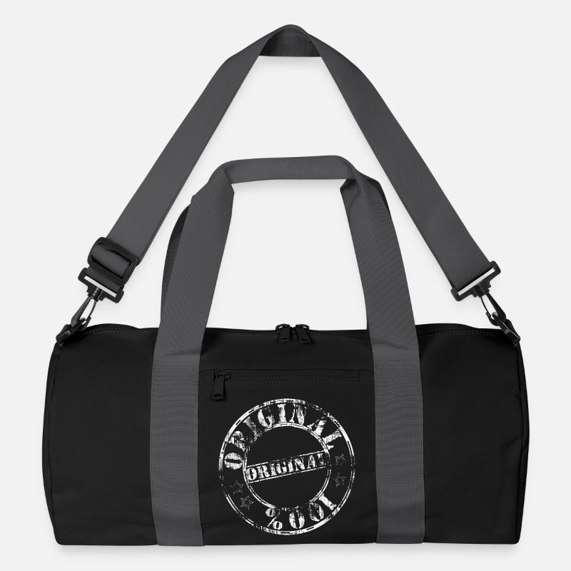 Original Stempel 100 weiss abgenutzt - Recycelte Duffel Bag - Schwarz/Graphitgrau