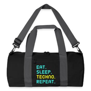 Eat. Sleep. techno. repeat. - Recycled Duffel Bag - black/graphite grey - Front