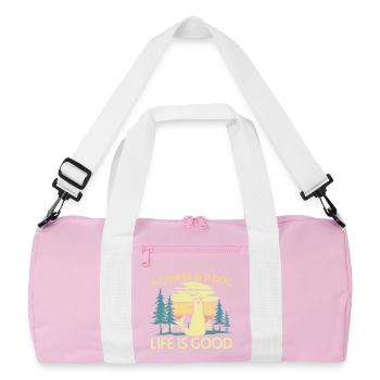 Camping ein Wohnmobil und ein Hundeleben ist gut - Recycelte Duffel Bag - Rosa/Weiß - Vorne
