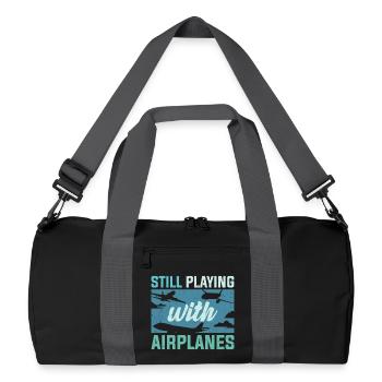 Un pilote qui joue toujours avec les avions - Sac de sport recyclé - noir/gris graphite - Devant