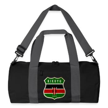 Kikuyu Kenia Wappen Flaggen Design - Recycelte Duffel Bag - Schwarz/Graphitgrau - Vorne