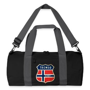 Tromsø Norwegen Wappen Flaggen Design - Recycelte Duffel Bag - Schwarz/Graphitgrau - Vorne