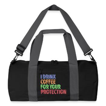 Koffein Kaffe Humorvoll Statement Kaffeeliebhaber - Recycelte Duffel Bag - Schwarz/Graphitgrau - Vorne