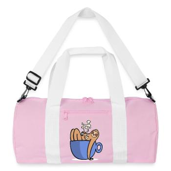 Funny sloth coffee caffeine coffee lover - Recycled Duffel Bag - pink/white - Front