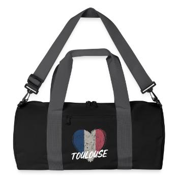 Badge retro, Toulouse France est ma ville natale - Sac de sport recyclé - noir/gris graphite - Devant