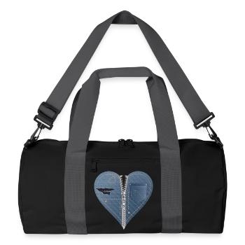 cœur bleu clair en jean look avec fermeture éclair - Sac de sport recyclé - noir/gris graphite - Devant