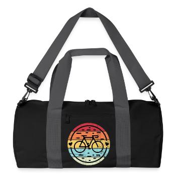 Retro Rainbow Fahrrademblem - Recycelte Duffel Bag - Schwarz/Graphitgrau - Vorne