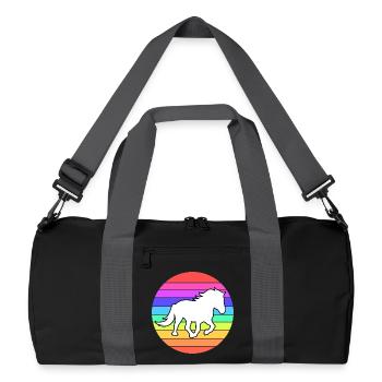 Pferde Pferdenarr Haflinger Galopp Islandpferde - Recycelte Duffel Bag - Schwarz/Graphitgrau - Vorne