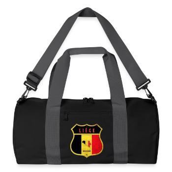 Liège Belgium Coat of Arms Flags Design - Recycled Duffel Bag - black/graphite grey - Front