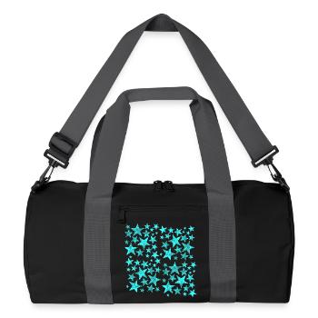 Motif d’étoiles bleu vif sur noir - Sac de sport recyclé - noir/gris graphite - Devant