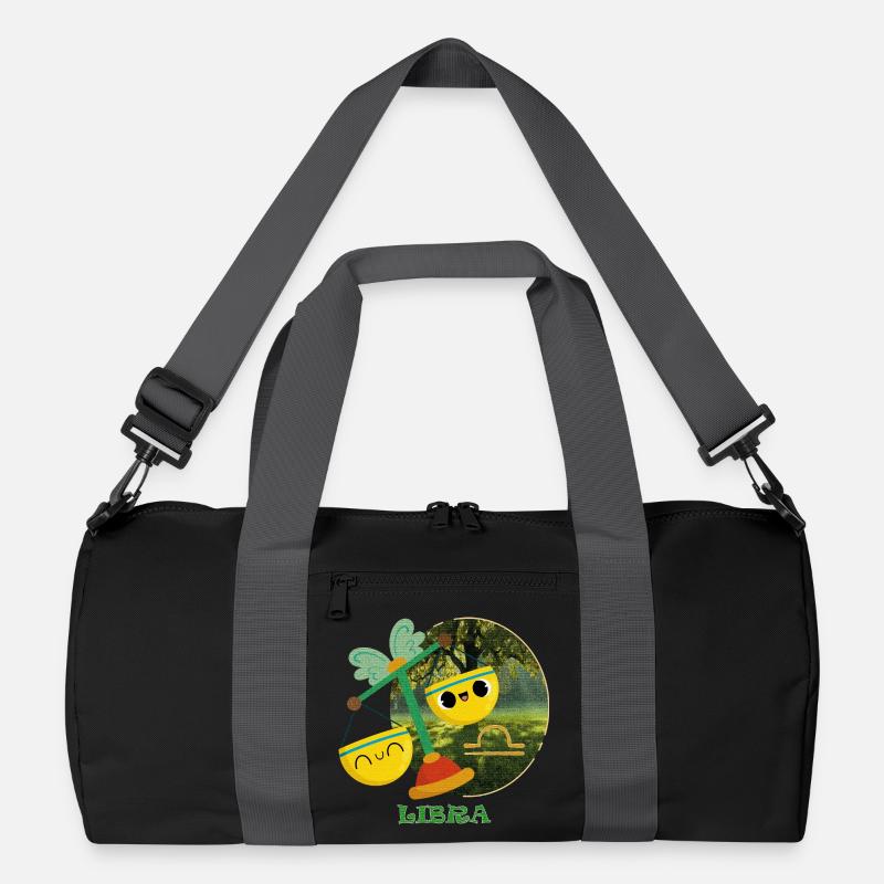 Kawaii Waage Sternzeichen Illustration - Recycelte Duffel Bag - Schwarz/Graphitgrau