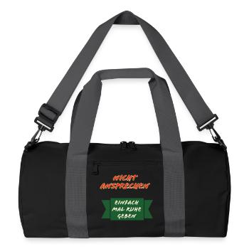 Nicht Ansprechen Ruhe Schild - Recycelte Duffel Bag - Schwarz/Graphitgrau - Vorne