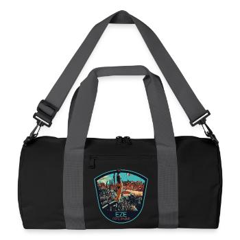 Original illustration village of Èze, Côte d'Azur - Recycled Duffel Bag - black/graphite grey - Front