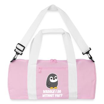 Penguin Animal Bird Statement Seabird Zoo - Recycled Duffel Bag - pink/white - Front