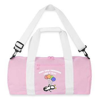 Penguin Humorous Statement Balloon Bird Animal - Recycled Duffel Bag - pink/white - Front