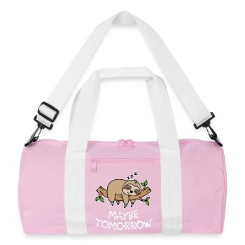 Sleeping Animal Lazy Sloth Late Riser Statement - Recycled Duffel Bag - pink/white - Front