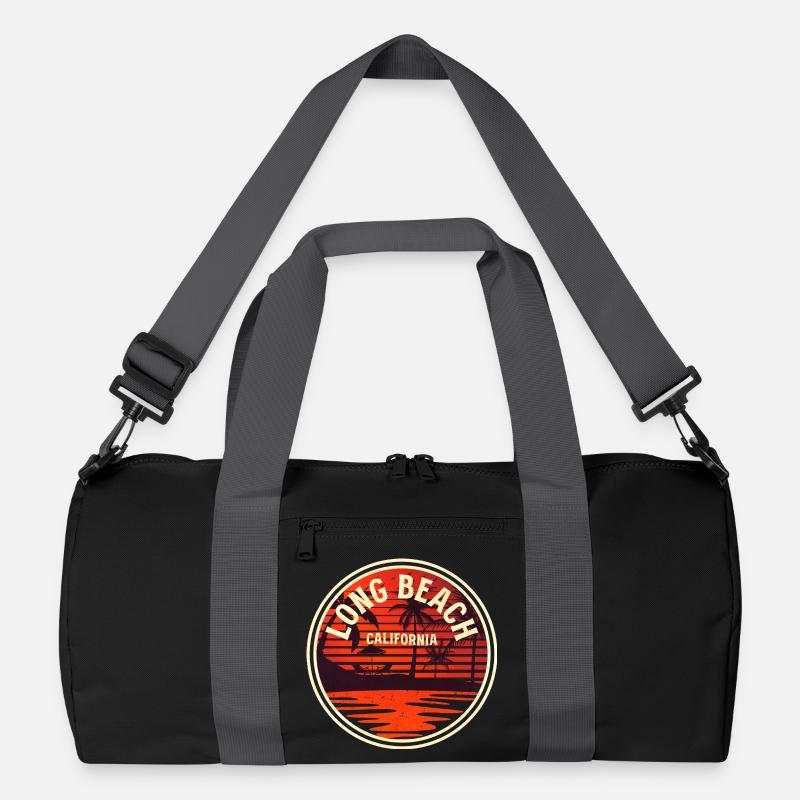 Long Beach California Sunset Badge Recycled Duffel Bag