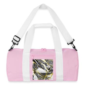 Marble Black Gold Geometric texture - Recycled Duffel Bag - pink/white - Front