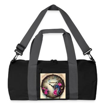 Montre Steampunk avec fleurs et hippocampe - Sac de sport recyclé - noir/gris graphite - Devant