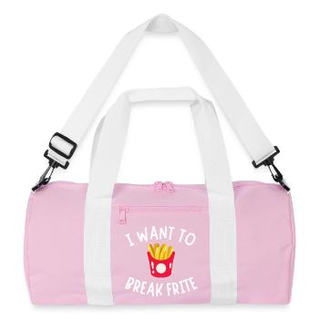 French fries, eating fries, fries humor - Recycled Duffel Bag - pink/white - Front