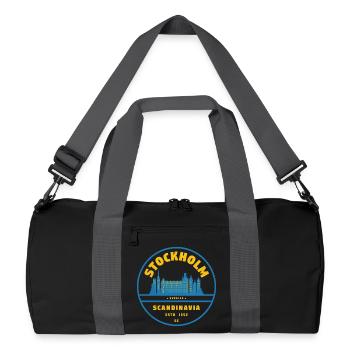Stockholm Skyline Badge Blue Yellow - Recycled Duffel Bag - black/graphite grey - Front