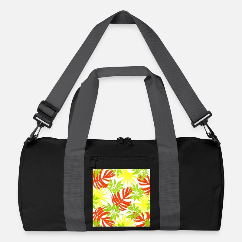 palmenblätter, exotisches Pflanzenmuster - Recycelte Duffel Bag - Schwarz/Graphitgrau