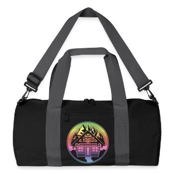 small snowy hut in the mountains in winter - Recycled Duffel Bag - black/graphite grey - Front