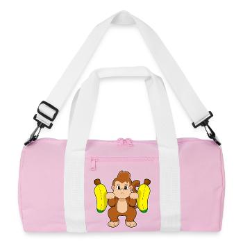 Monkey Bodybuilder Barbell Bodybuilding - Recycled Duffel Bag - pink/white - Front