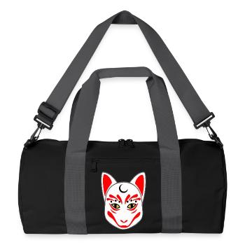 japanische outfits unisex, kitsune maske - Recycelte Duffel Bag - Schwarz/Graphitgrau - Vorne