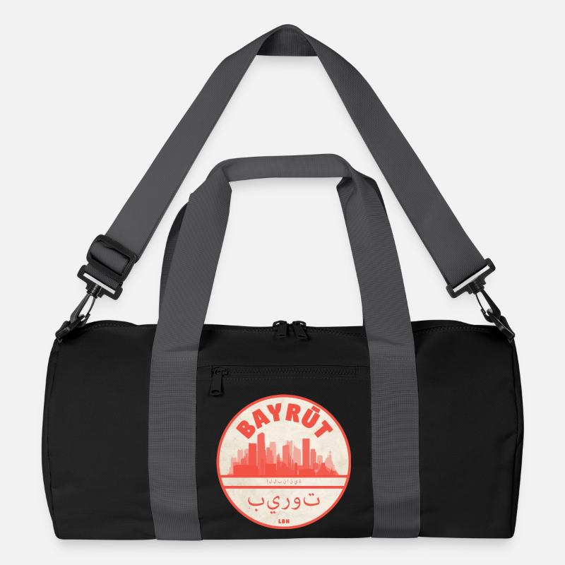 Beirut Skyline Round Logo Red Recycled Duffel Bag