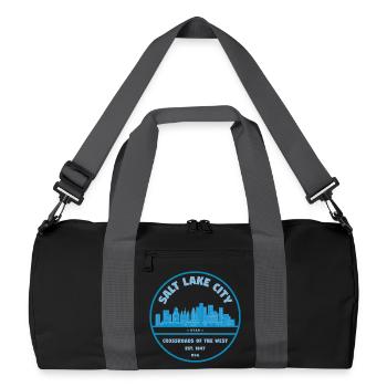 Salt Lake City Skyline Stamp - Recycled Duffel Bag - black/graphite grey - Front