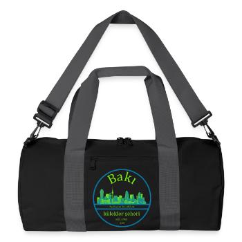 Baku Skyline Circle Design with Neon Green - Recycled Duffel Bag - black/graphite grey - Front