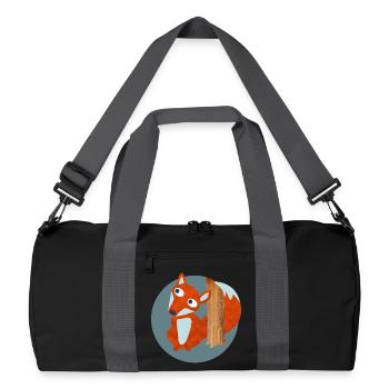 Fuchs Struktur Wald Kinderzimmer Muster Comic  - Recycelte Duffel Bag - Schwarz/Graphitgrau - Vorne