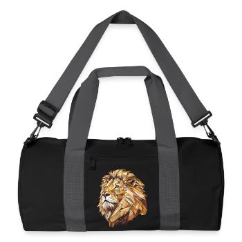 Stilisierter Löwe, geometrisch - Recycelte Duffel Bag - Schwarz/Graphitgrau - Vorne