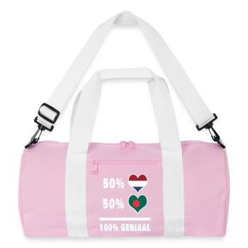Bangladesh and The Netherlands 100% Genius Flag - Recycled Duffel Bag - pink/white - Front