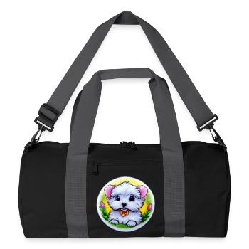 Hund Welpe - Recycelte Duffel Bag - Schwarz/Graphitgrau - Vorne