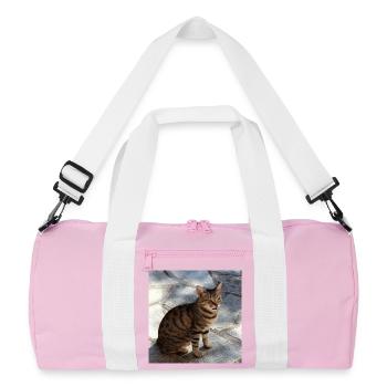 Katze Kätzchen Poster quadratisch Katzenposter - Recycelte Duffel Bag - Rosa/Weiß - Vorne