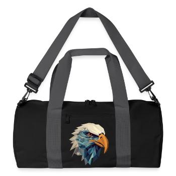 Stilisierter, geometrischer Adler - Recycelte Duffel Bag - Schwarz/Graphitgrau - Vorne