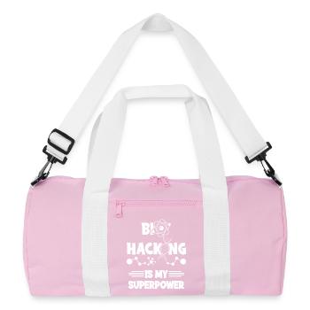 Biohacking is my superpower - Recycled Duffel Bag - pink/white - Front