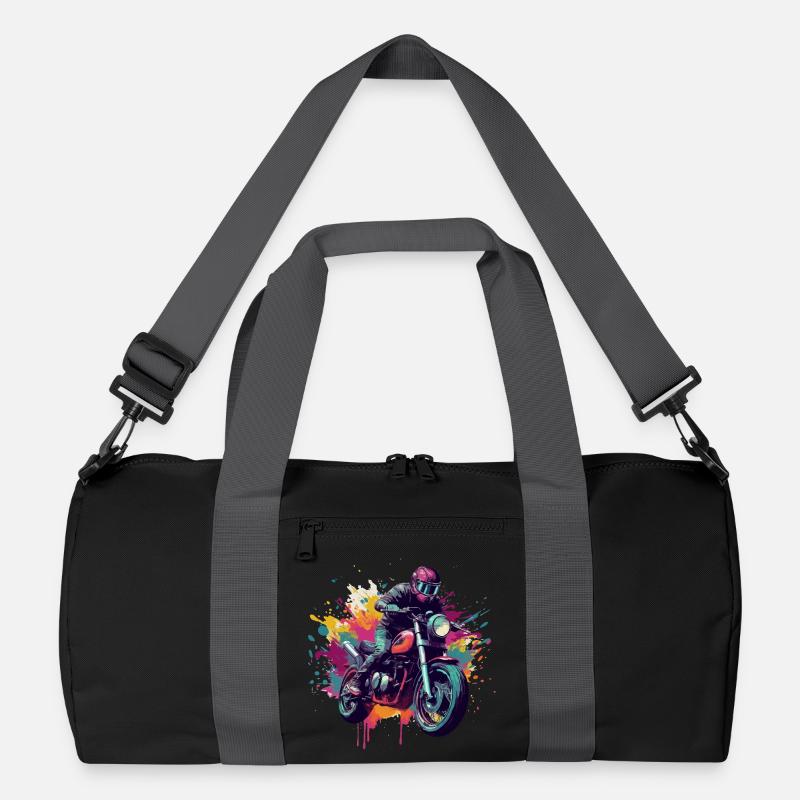 Motorrad mit Farbfleck. - Recycelte Duffel Bag - Schwarz/Graphitgrau