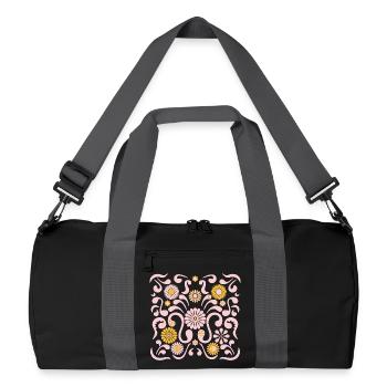 Blumenfest l rosa und gelb - Recycelte Duffel Bag - Schwarz/Graphitgrau - Vorne