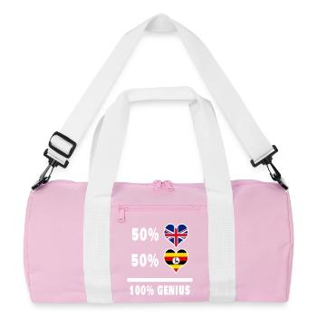 Uganda and Great Britain 100% Genius Flag - Recycled Duffel Bag - pink/white - Front