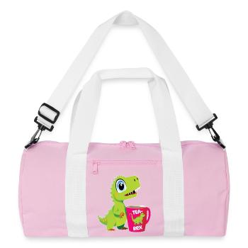 Tearex funny T-Rex with coffee cup - Recycled Duffel Bag - pink/white - Front