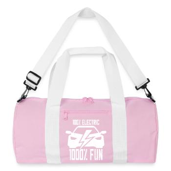 100% Electric 1000% Fun - for electric car fans - Recycled Duffel Bag - pink/white - Front