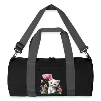Chaton blanc - Sac de sport recyclé - noir/gris graphite - Devant