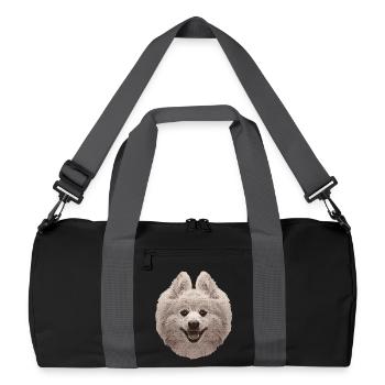 zwergspitz, hundefotos frauen, pomeranian - Recycelte Duffel Bag - Schwarz/Graphitgrau - Vorne