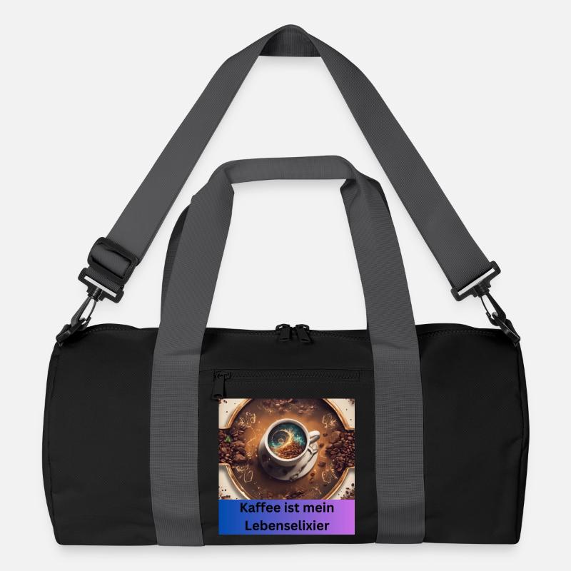 Kaffee ist mein Lebenselixier - Recycelte Duffel Bag - Schwarz/Graphitgrau