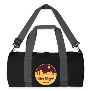 San Diego Skyline Retro Kreisprint - Recycelte Duffel Bag - Schwarz/Graphitgrau - Vorne