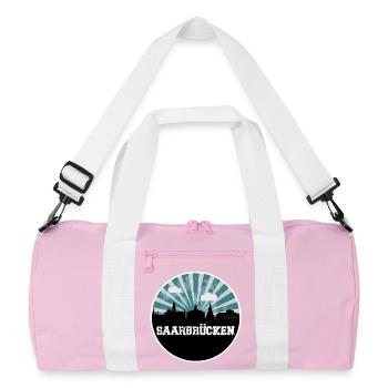 Saarbrücken Blue Hour Skyline - Sac de sport recyclé - rose/blanc - Devant